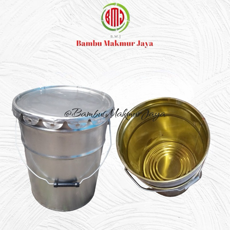 Ember Kaleng Besi Bekas/ Kaleng Pail + Tutup (20L/25Kg)