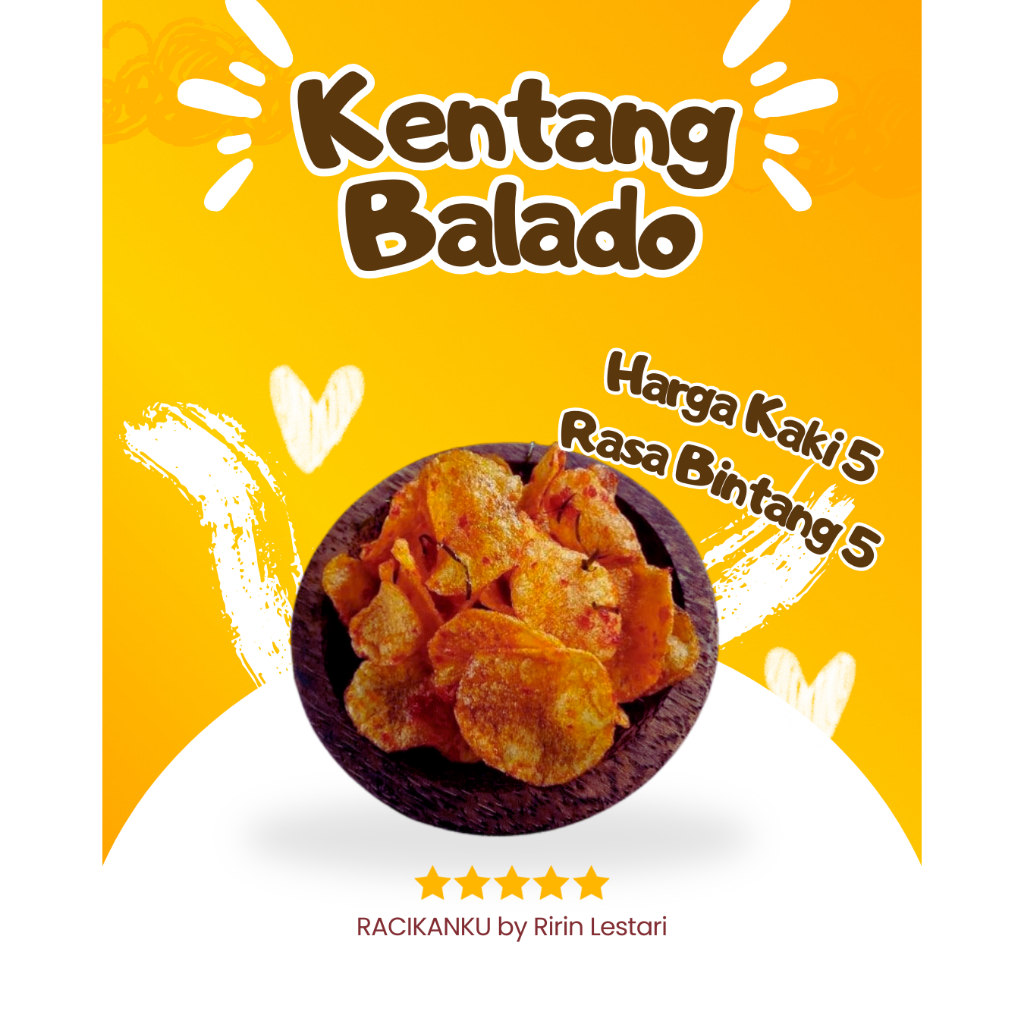 

Keripik Kentang Balado Pedas Manis Racikanku by Ririn Lestari 250 Gram Cemilan Lauk Pauk