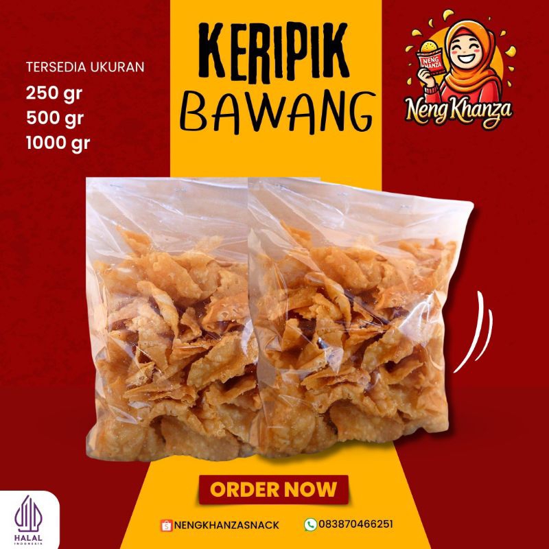 

Keripik Bawang Gurih Kemasan 250gr/500gr/1000gr