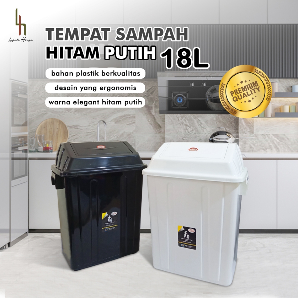 MPW Tempat Sampah 18L Hitam Putih / Tempat Sampah Kantor / Kotak Sampah