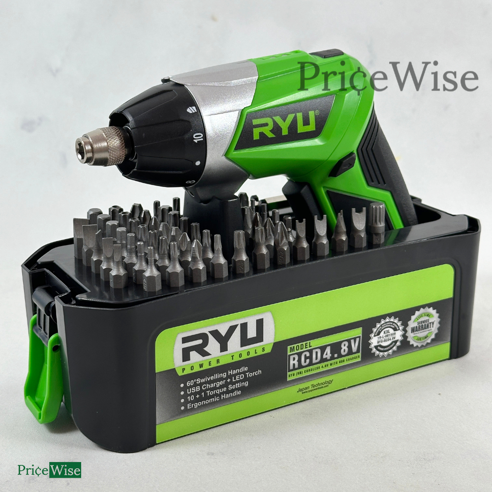 Cordless Drill 4.8V Ryu RCD4.8V / Mesin Bor Obeng Baterai Cas