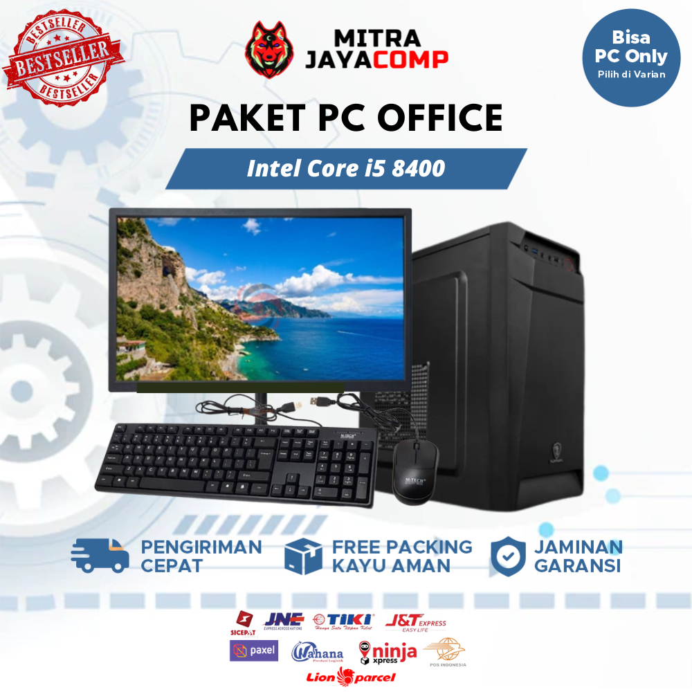 PC RAKITAN Office Fullset Core i5 8400 DDR4 16GB HDD SSD Monitor 19 Inch
