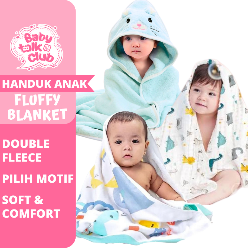 Selimut Bayi Double Fleece Topi Hoodie Lembut Tebal Tanpa Topi Dan Dengan Topi