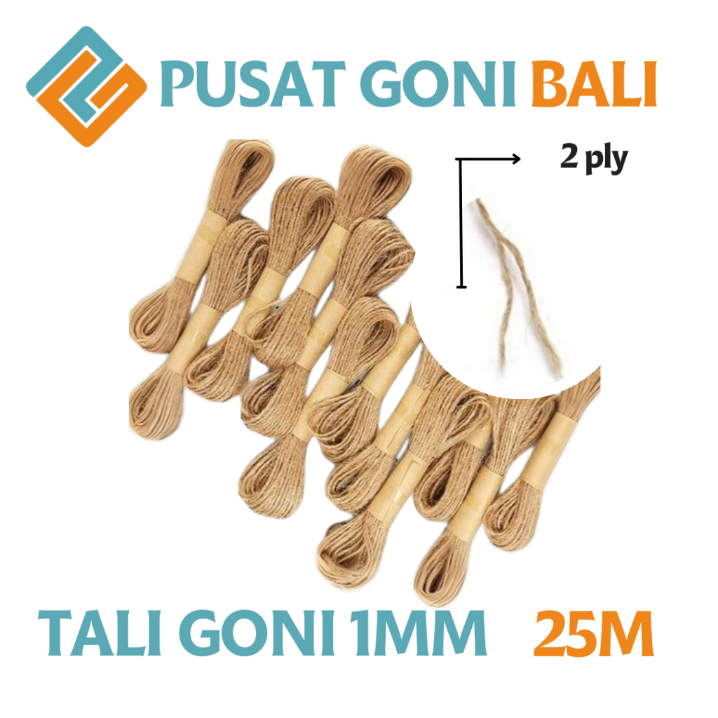 

Tali Goni 2 Ply 25M - Tali Rami Keperluan Souvenir - Tali Hampers - Tali Seserahan - Tali Kado - Jute Rope