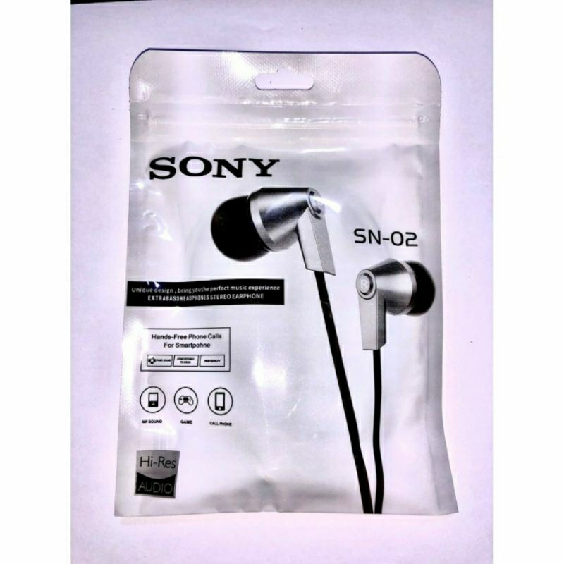 Hf Handsfree Earphone Headset SONY SN-02 / SN02 Real Bass Stereo Earphone Mantap Murah