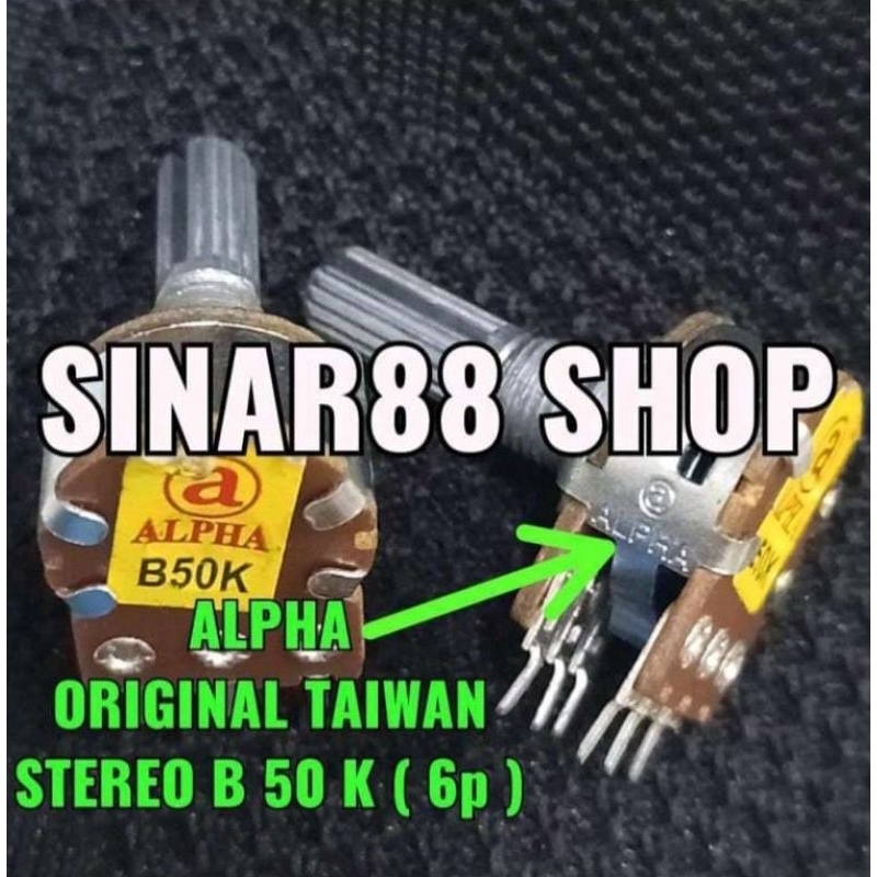 1 pcs POTENSIO STEREO B50K ALPHA ORIGINAL VARIABLE LINEAR LINIER POTENSIOMETER VOLUME