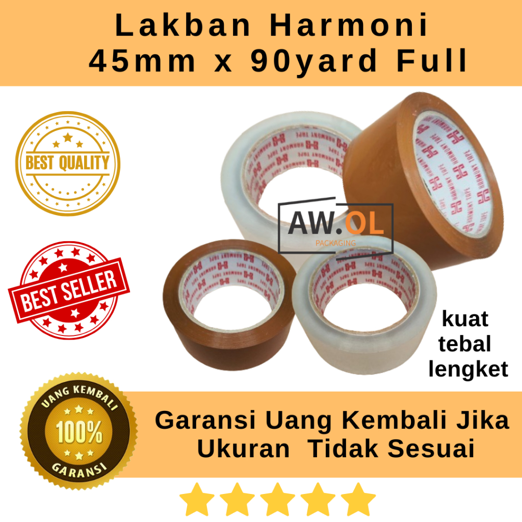

[6 Roll] Lakban Bening / Coklat 45mm x 90Yard