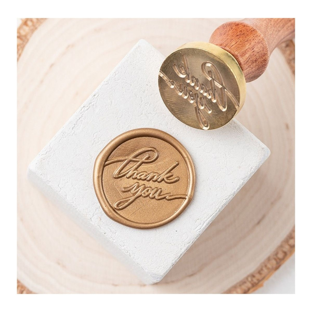 

(KSC) Thank You 4 (Light Gold) - 1 Pcs seal wax coin sticker siap pakai ready stock (Include double tape) / souvenir pernikahan / accesories / calligraphy / journaling / undangan / hampers