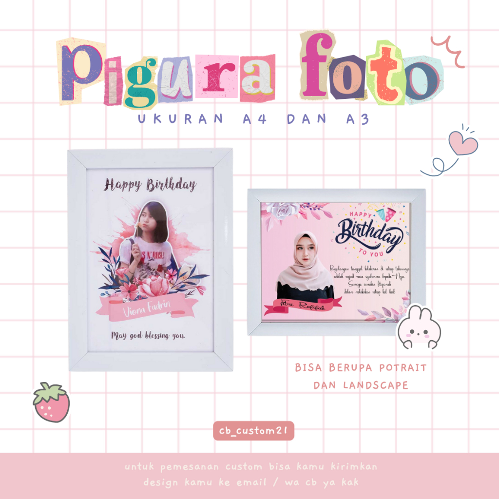 Pigura + Foto Custom A4 dan A3