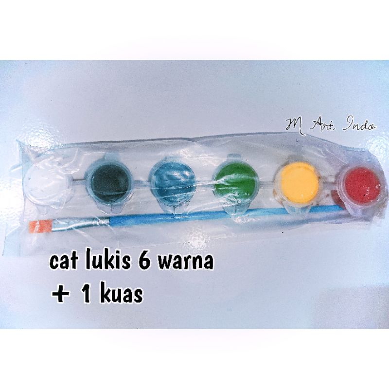 

Cat Acrylic set 6 warna - kuas - akrilik pot - cat lukis