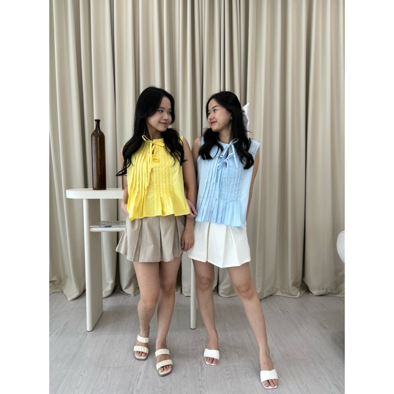 DANICA TOP/A0117/SLEEVELESS TOP WITH PLEATS