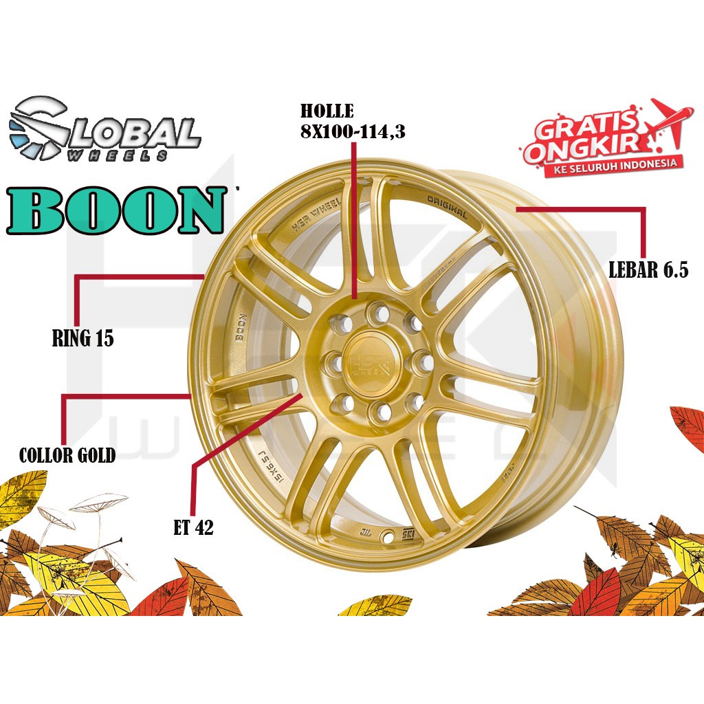 Velg Mobil HSR Boon Ring 15 Buat Mobil Avanza Xenia Kijang Brio Agya Calya Sigra Vios