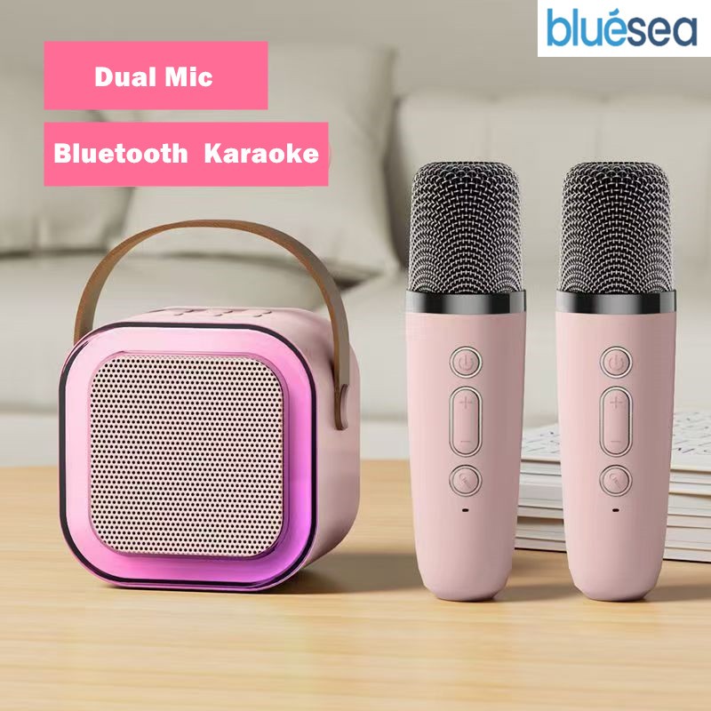 Bluesea Mini Portable Speaker Karaoke Bluetooth RGB Dual Mic Voice Changer Bluetooth speaker