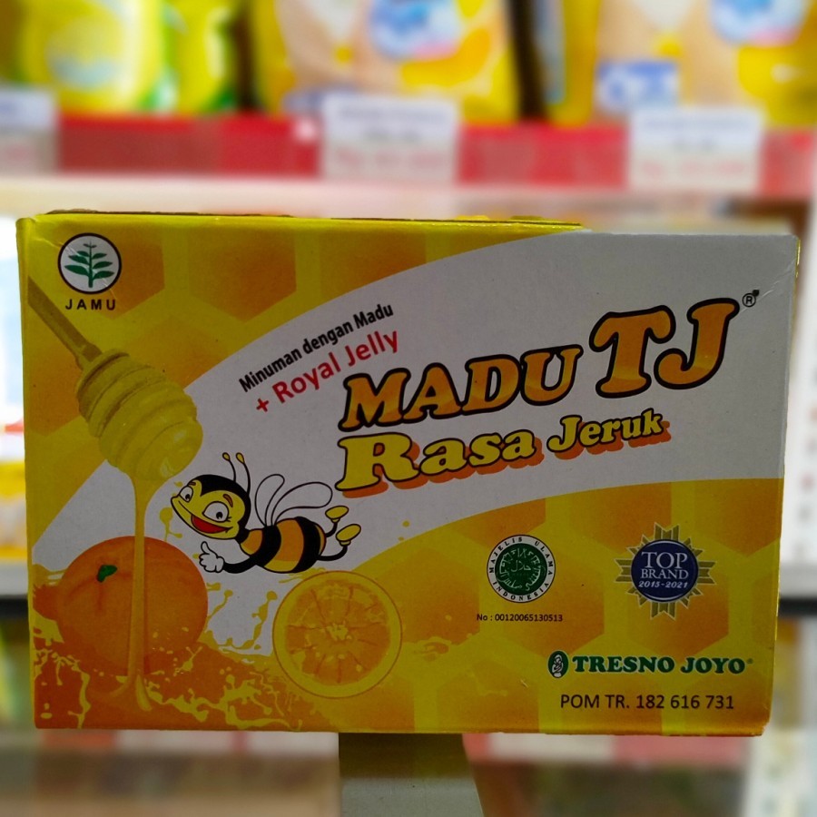 

Madu TJ Sachet Rasa Jeruk, 1 Box isi 12 sachet @20 gr