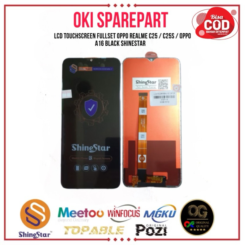 ( Original 100% LCD ) LCD Touchscreen Fullset Oppo Realme C25 / C25s / Oppo A16 Black ShineStar