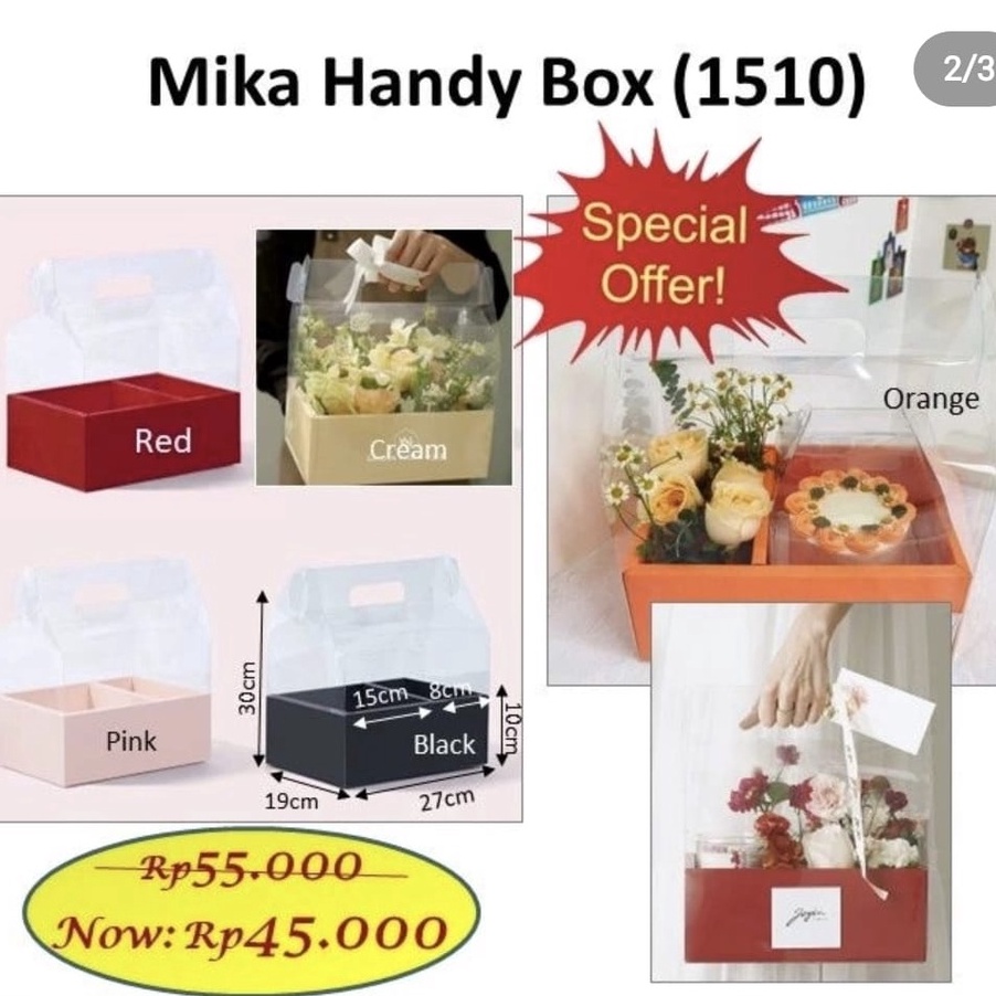 

HANYA DISINI PROMO mika handy box soft box box bunga bloom box kotak bunga 151 portable flower box box kue box hampers natal