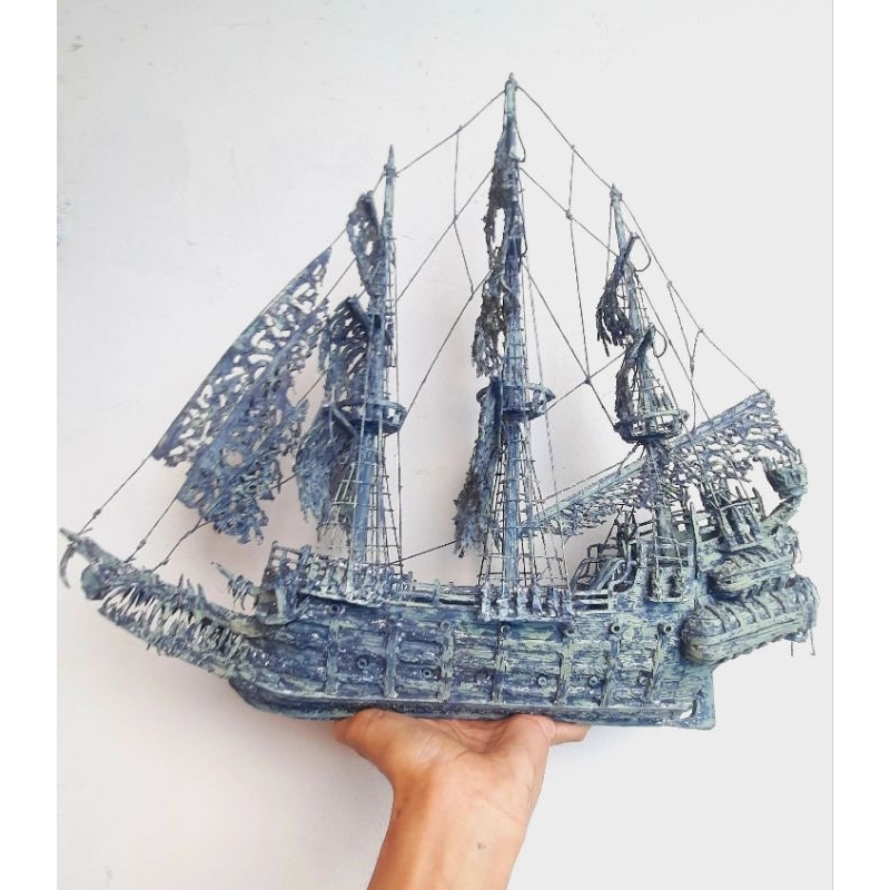 Miniatur kapal hantu PVC hiasan aquarium kapal jack sparrow kapal bajak laut