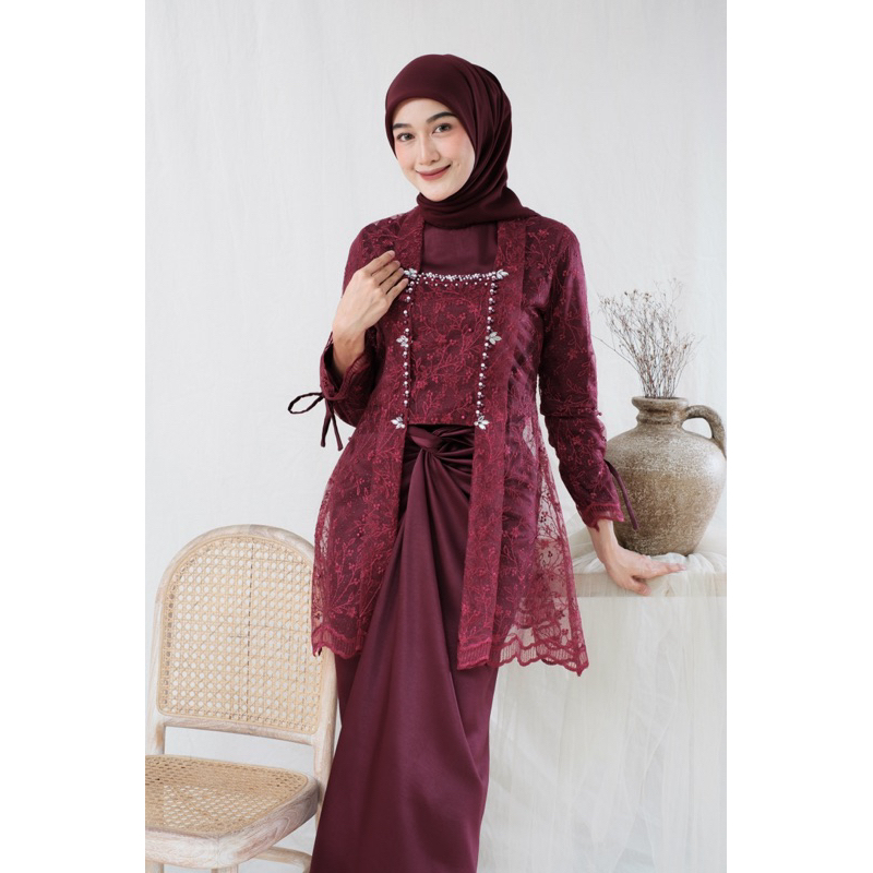 Oneset ASMARA One Set Wanita Kekinian Premium Setelan Kondangan Rok Lilit Outfit Kondangan Kekinian 
