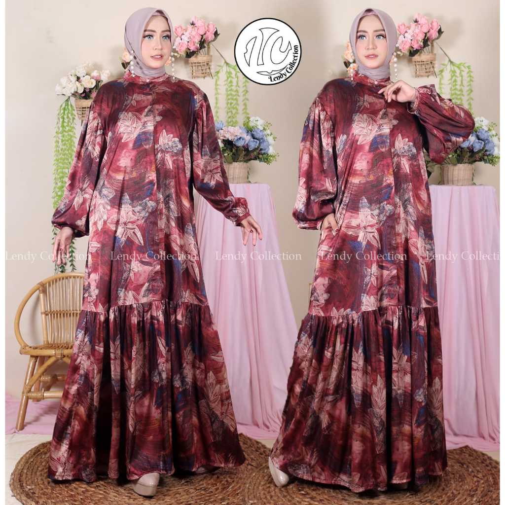Gamis Armany Silk Dress Muslimah Pesta Kondangan Kekinian Wanita Pesta Satin Silk