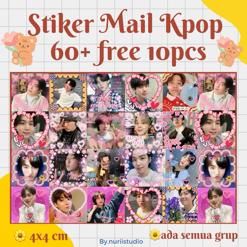 

Stiker mail kpop bts (60+10pcs) / stiker Mail freebies Kpop / stiker bts