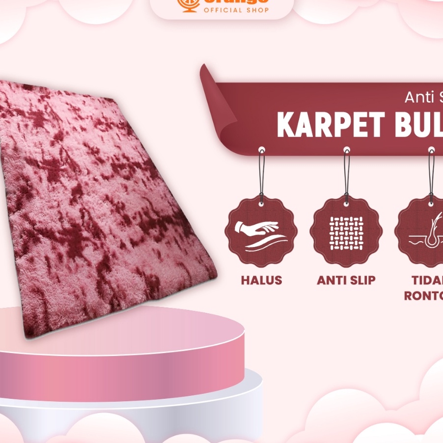 Orange Karpet bulu rasfur tebal ukuran 9cmx15cm Karpet bulu tebal aesthetic