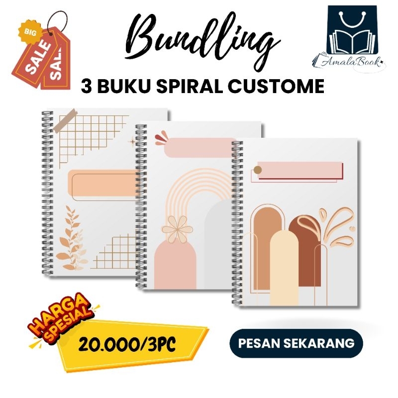 

Buku Spiral custom isi 3pcs buku custom spiral A5