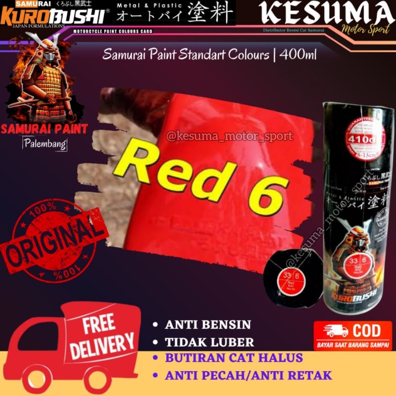 Cat Pilok Pilox Cat Semprot Body Motor SamuraiPaint Merah #6 Red 400ml Original 100%