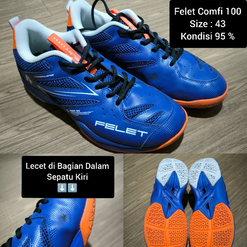 BEKAS - SIZE 43 - Sepatu Badminton Bulutangkis Felet Comfi 100