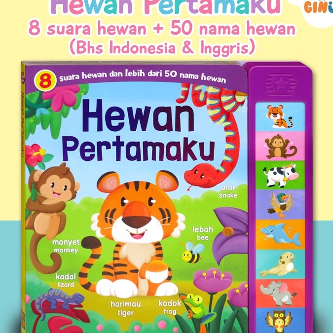 HARGA TERJANGKAU GinukGinuk Hewan Pertamaku Sound Book 8 suara hewan  5 nama hewan dalam Bhs Indones