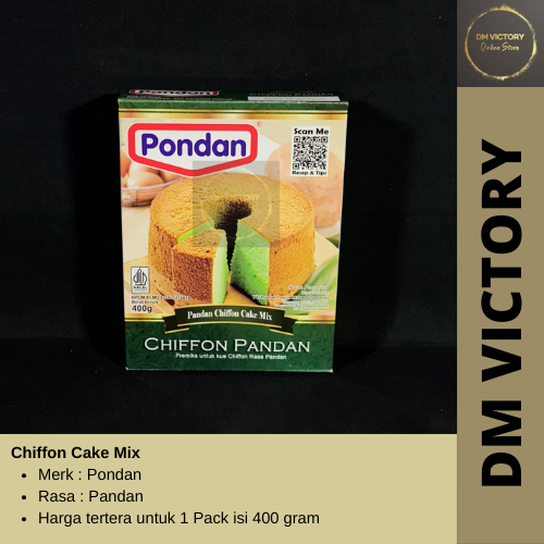 

Pondan Chiffon Cake Premix Rasa Pandan isi 400 gr / Tepung Kue / Cake Mix