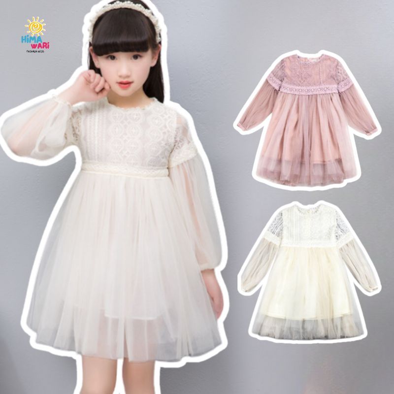 DRESS ANAK PEREMPUAN BIANCA GAUN PESTA BORDIR LENGAN PANJANG MODEL PUFF OOTD PREMIUM