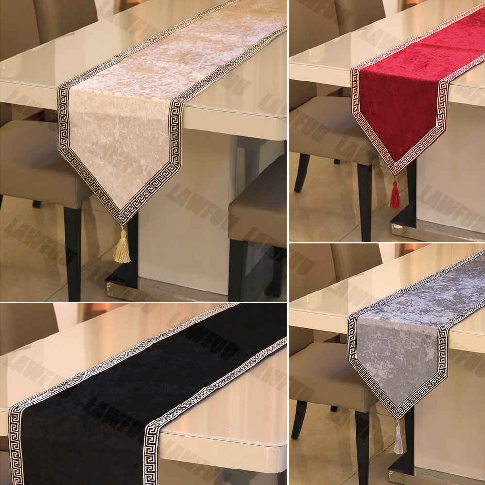 32x210cm Taplak Meja Panjang Table Runner Beludru Velvet Polos Minimalis Mewah/Taplak Meja Padat Pat