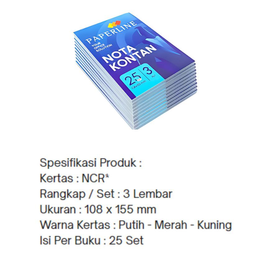 

bib Nota Kontan Kecil 3 Ply Paperisi 10 Buku per Pack