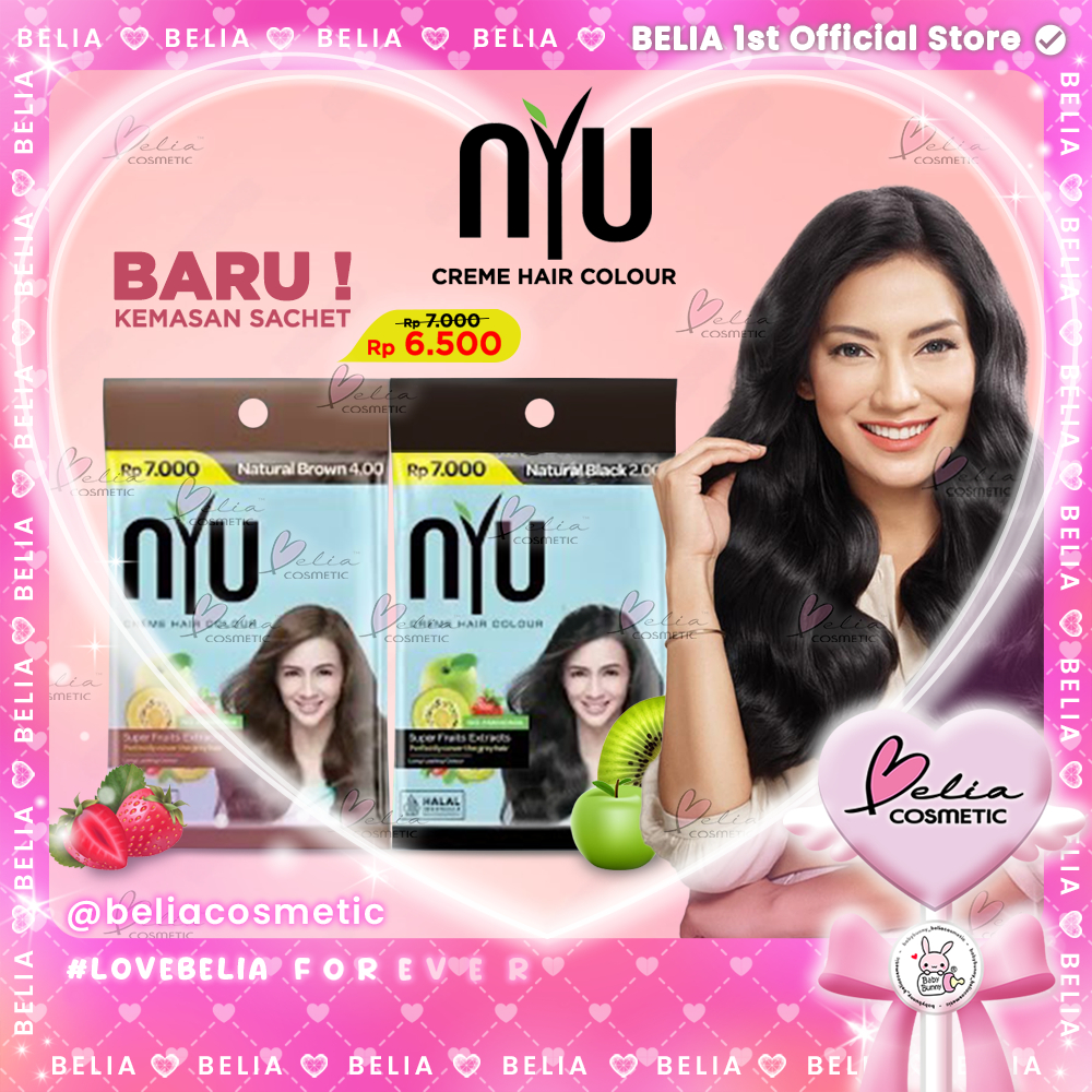 ❤ BELIA ❤ NYU Creme Hair Colour Kemasan Sachet | Pewarna Rambut | Natural Black | Natural Brown