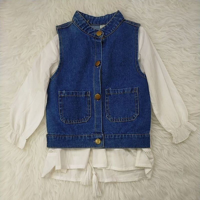 blouse lengan panjang rompi jeans cantik anak