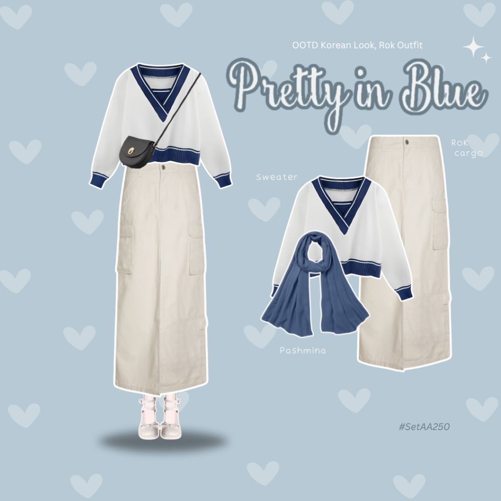 Setelan 3in1 One Set Korean Style OOTD Hijab Casual Outfti Pinteres OOTD Hangout Nongkrong Set AA250
