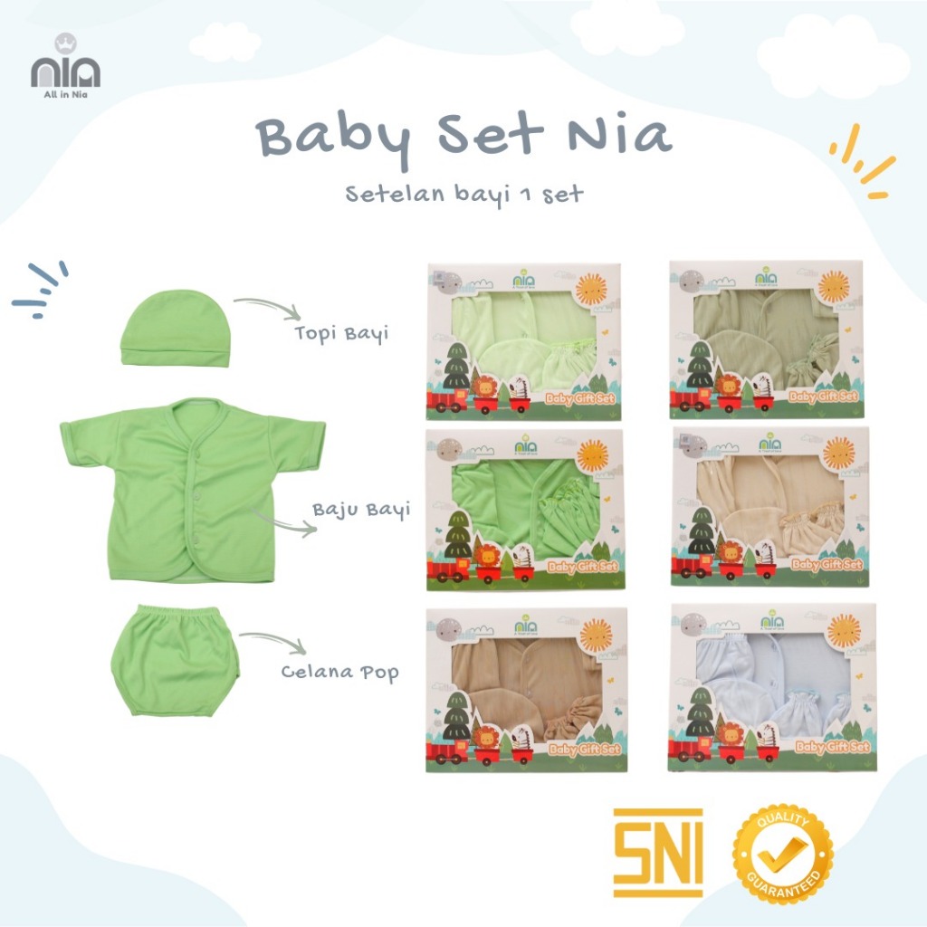 BABY SET GIFT NIA WARNA - SET KADO BAJU BAYI NIA SET BAJU BERKUALITAS