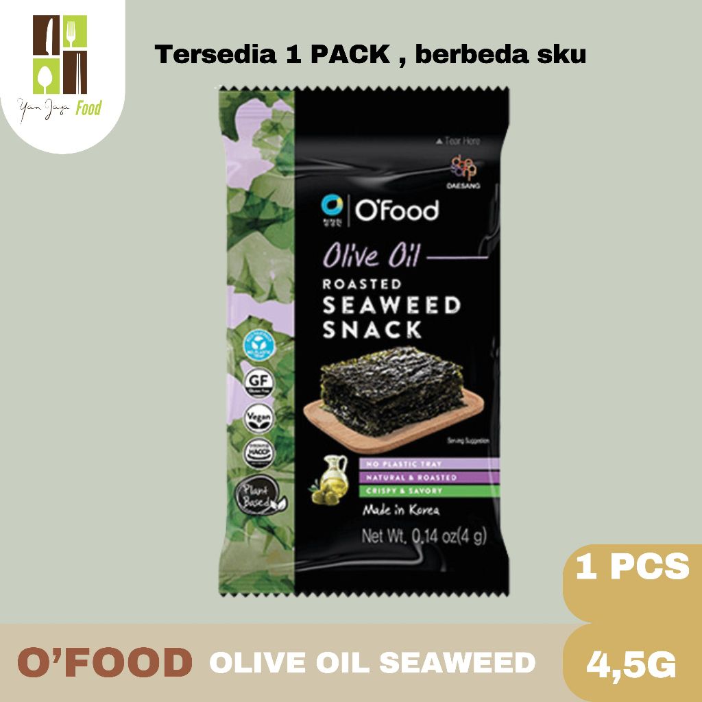 

Daesang Chung Jung One Roasted Seaweed Snack Olive Oil / Rumput Laut Panggang Dengan Minyak Zaitun 1 PCS 4,5g