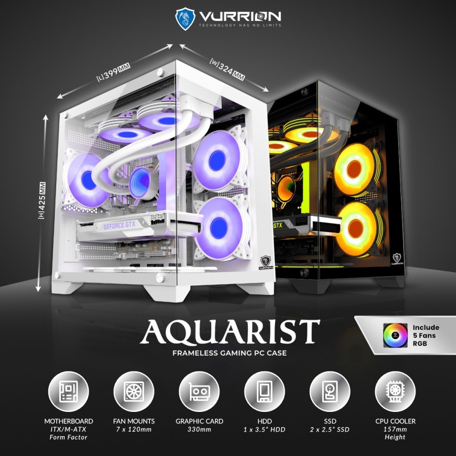 Vurrion Aquarist Gaming Case - Tempered Glass Casing