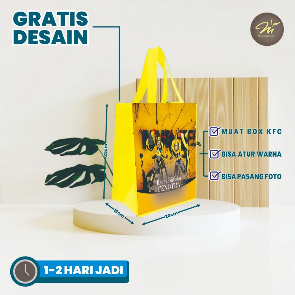 

TAS ULANG TAHUN POTRAIT / Tas Ulang Tahun Custom/ Tas Ultah Promo/ Tas Ultah Murah/Goodie bag murah/Goodie bag karakter/Goodie