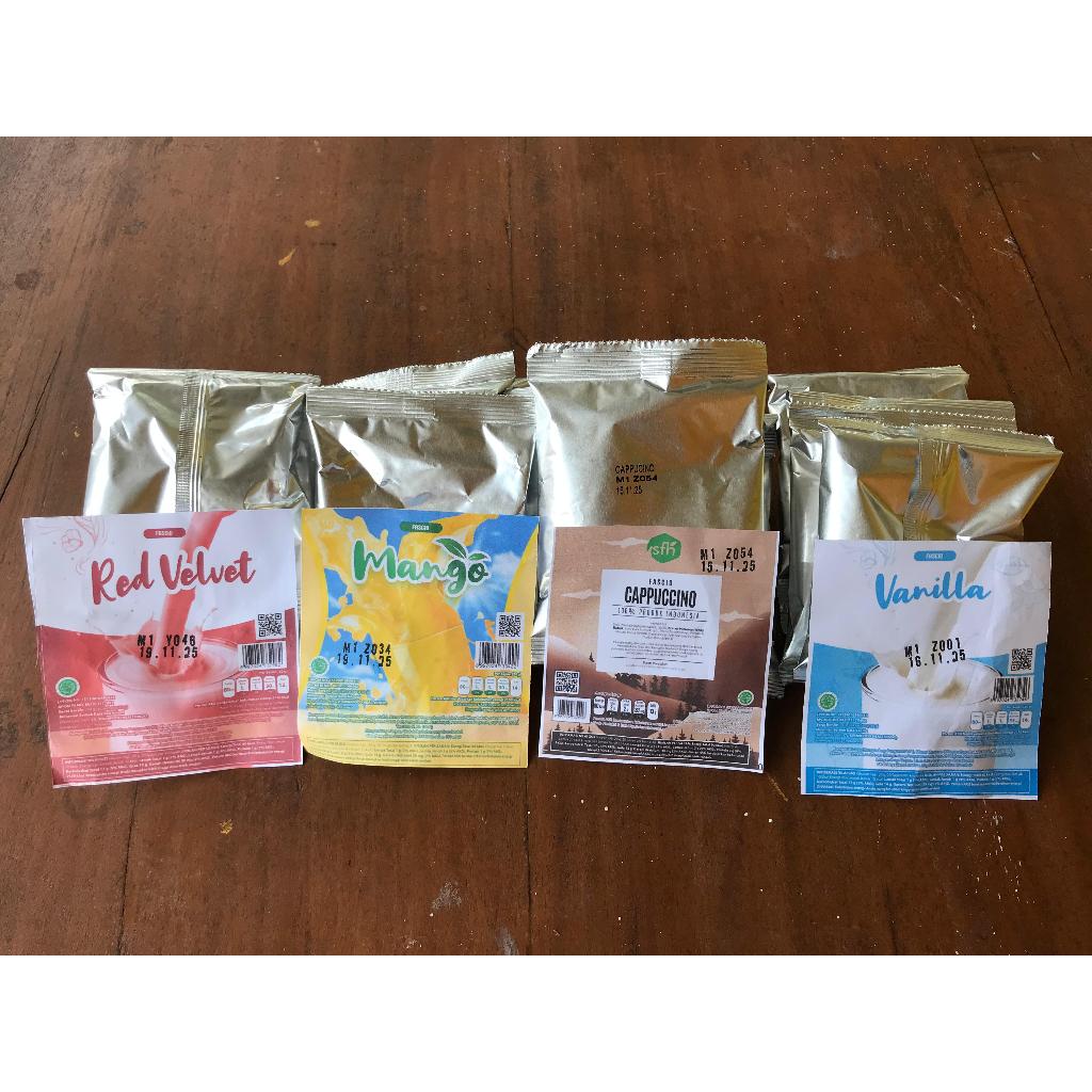 

Piscoklegit_ Bubuk Minuman Milkshake / Powder Drink Milkshake 35Gr Include Gula Bpom & Halal /