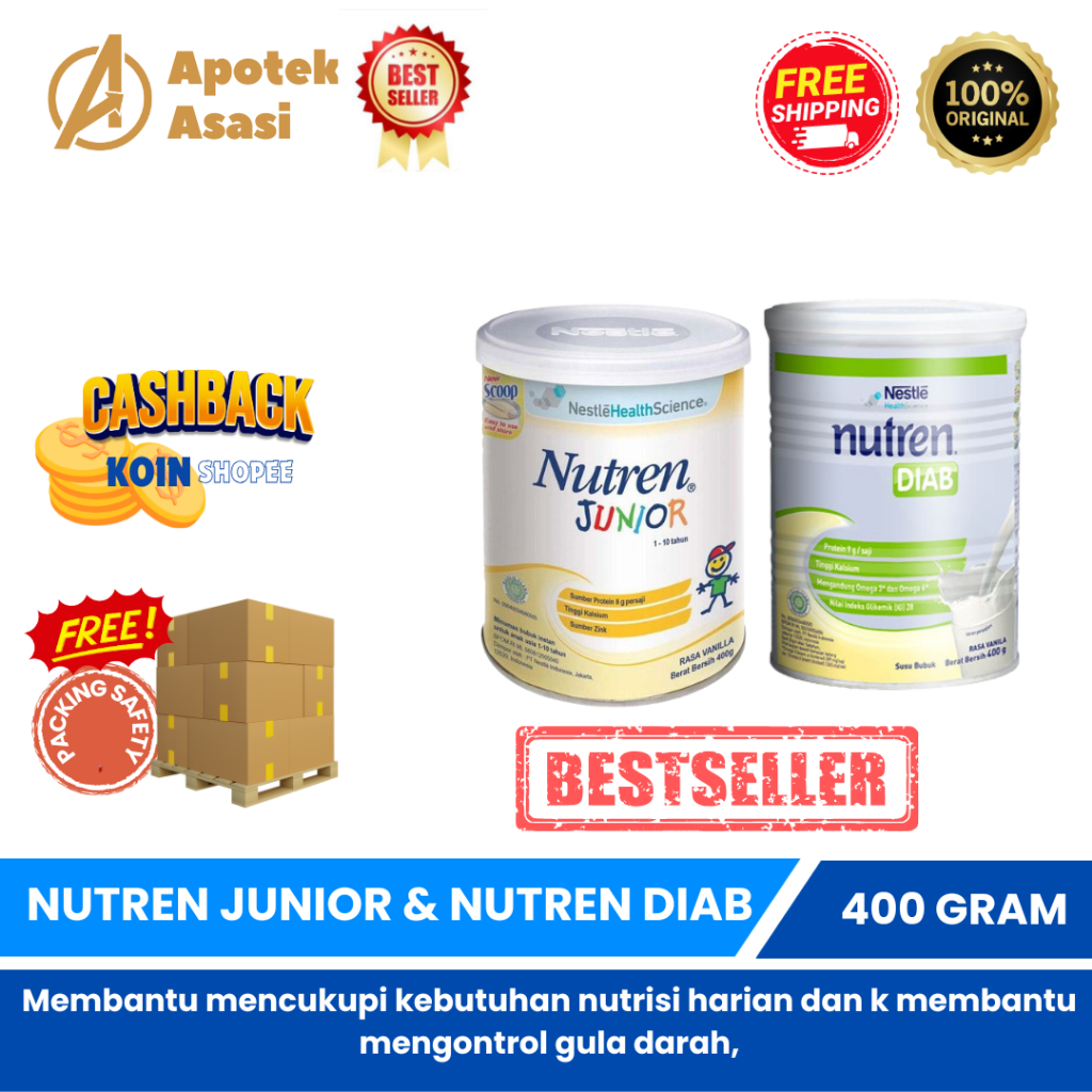 

Nutren Junior Susu Bubuk Anak Usia 1-10 Tahun 400 Gram Kaleng / Nutren Diab Susu Diabetes Vanila Kaleng 400g