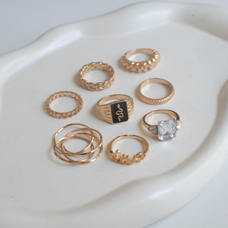Ark.co - COEN set rings | cincin tumpuk stack black 10 pcs