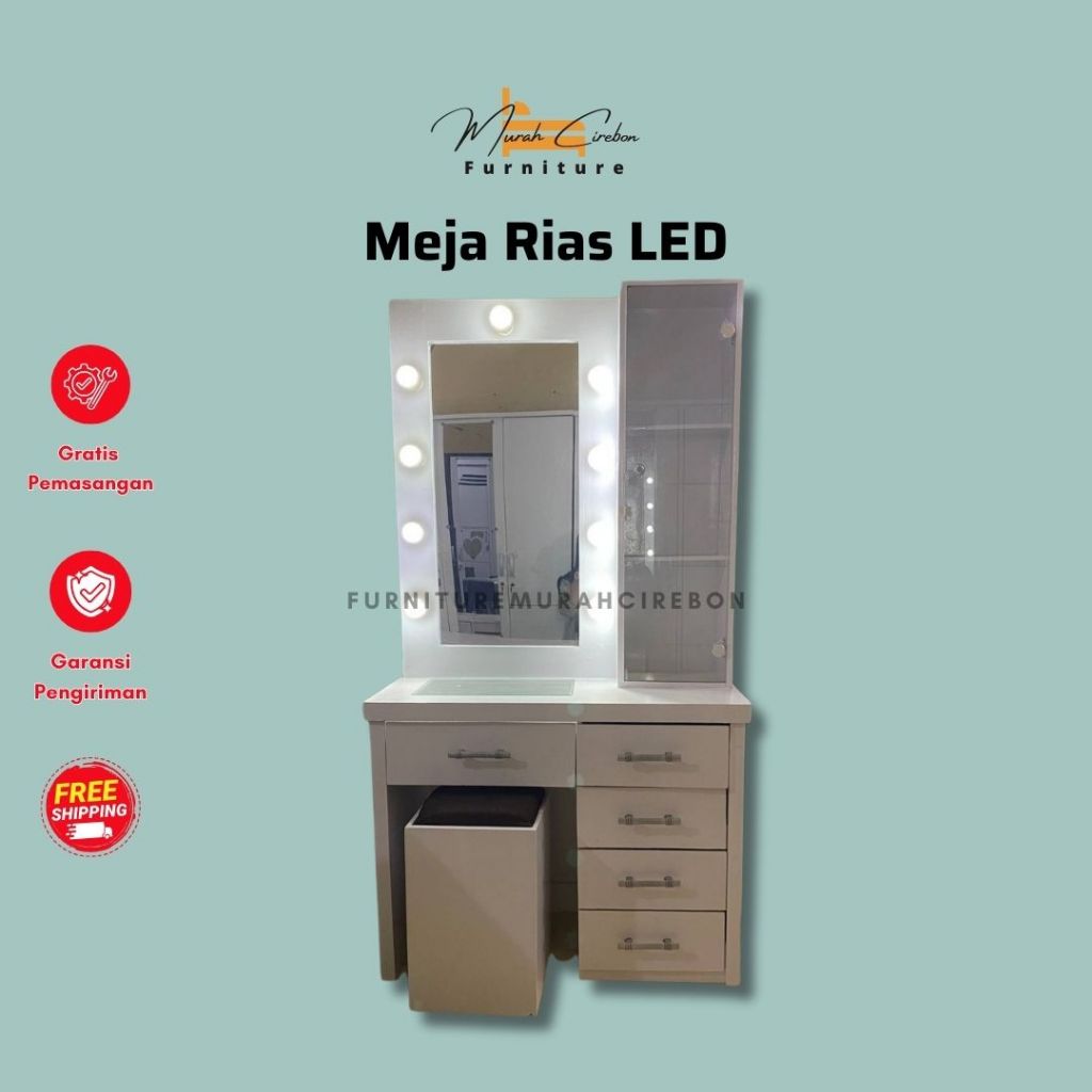 Meja Rias LED Lampu - Meja Rias Mewah Minimalis - Lemari Rias