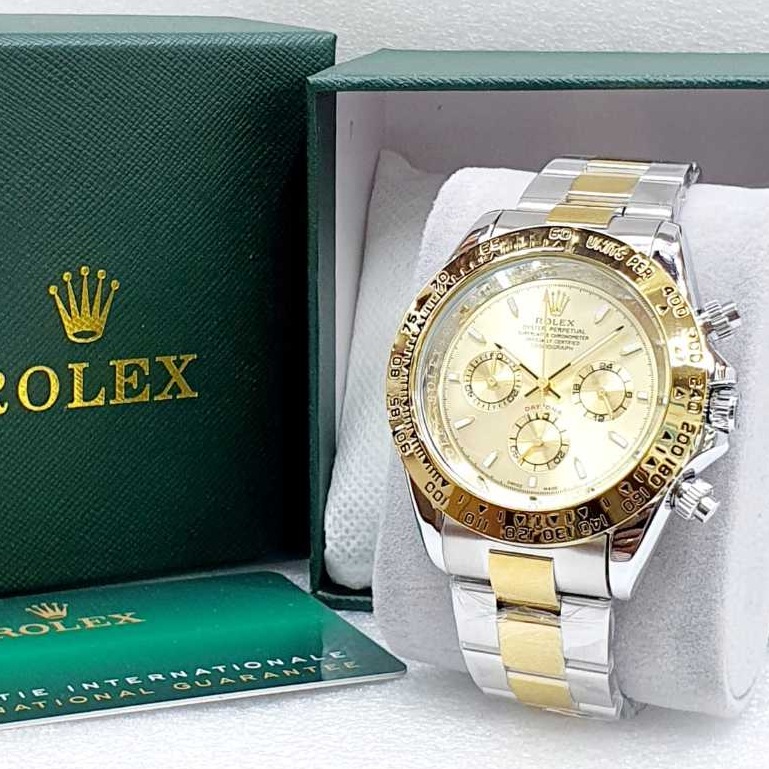Jam Tangan Pria Mewah Elegan /Jam Tangan Rolex Daytona Stainless Free Bok Terlaris Crono Aktif
