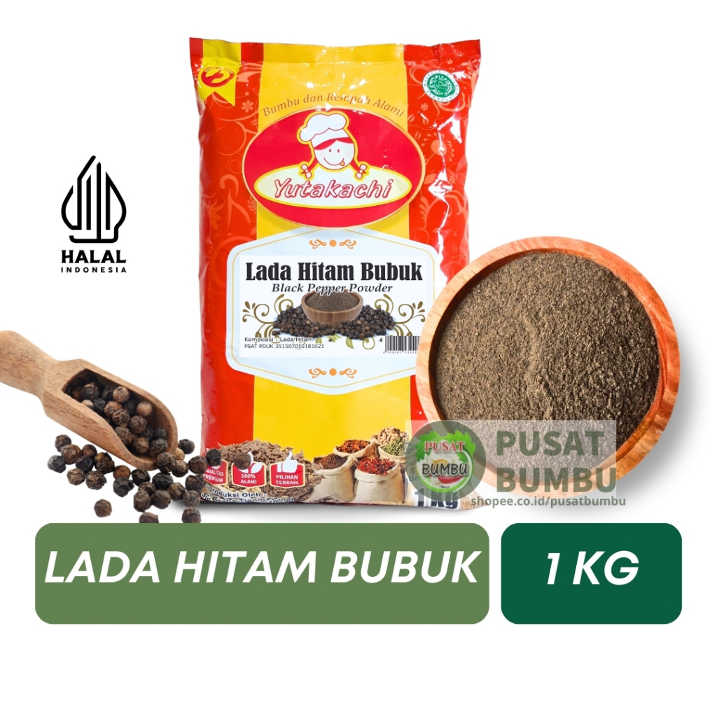 

Lada Hitam Bubuk 1 Kg / Bumbu Rempah Yutakachi/ Merica hitam Bubuk/Pusat Bumbu
