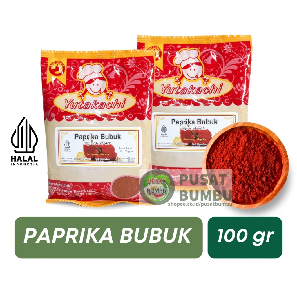 

PAPRIKA BUBUK 100 GR YUTAKACHI / BUMBU REMPAH BUBUK / BUMBU DAPUR / PUSAT BUMBU