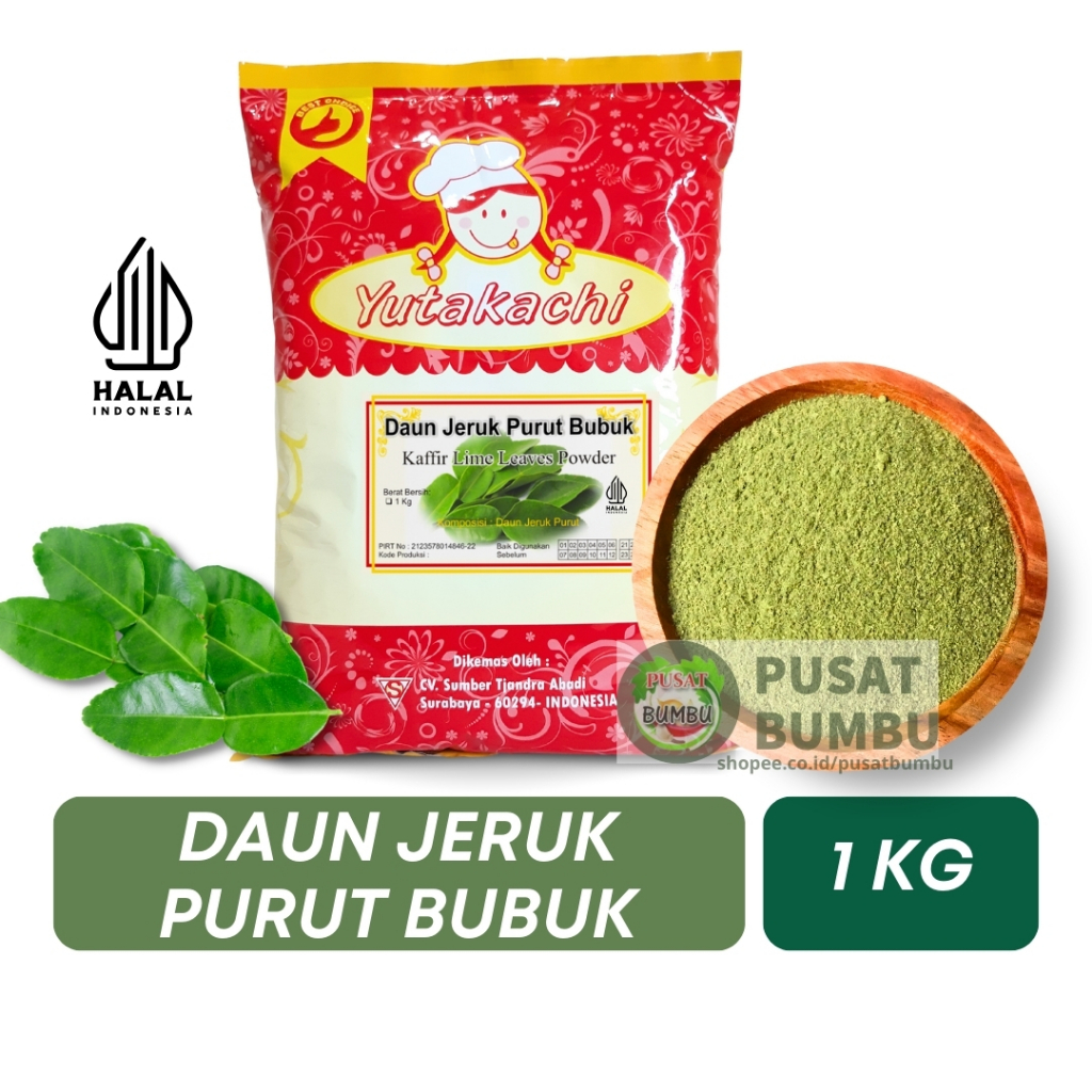 

MURNI Daun Jeruk Purut Bubuk 1Kg Yutakachi / Kaffir Lime Leaf Powder / Lime leaves Powder