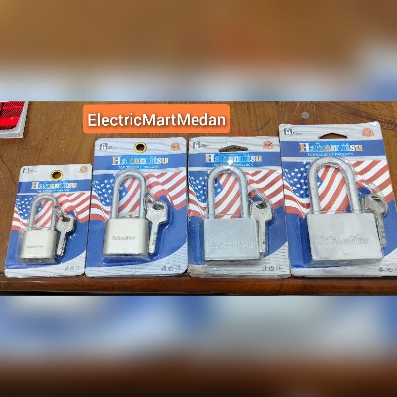 gembok leher panjang 30mm, 40mm, 50mm, 60mm Hakamitsu/bliss gembok anti maling hakamitsu