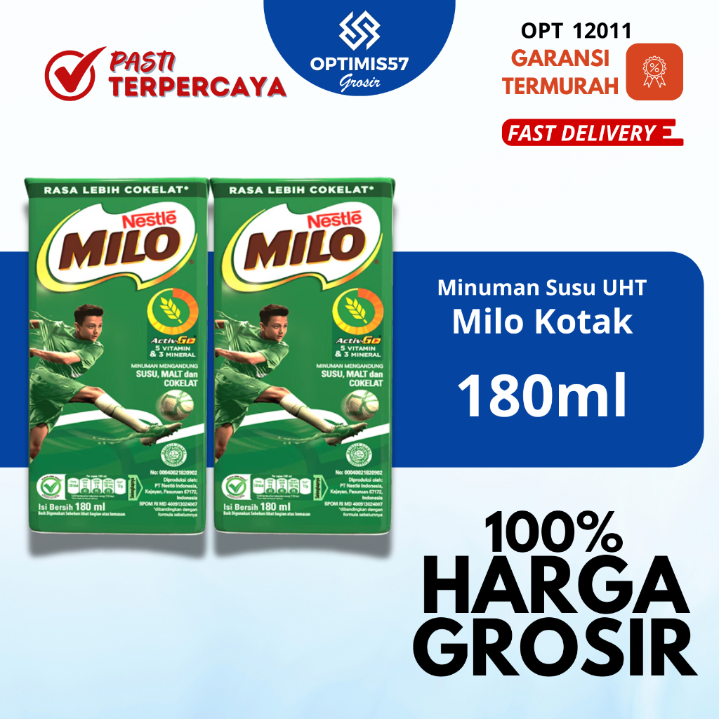 

Milo Kotak 180ml | Minuman Susu UHT Milo Kotak Grosir Termurah 36pcs OPT12011